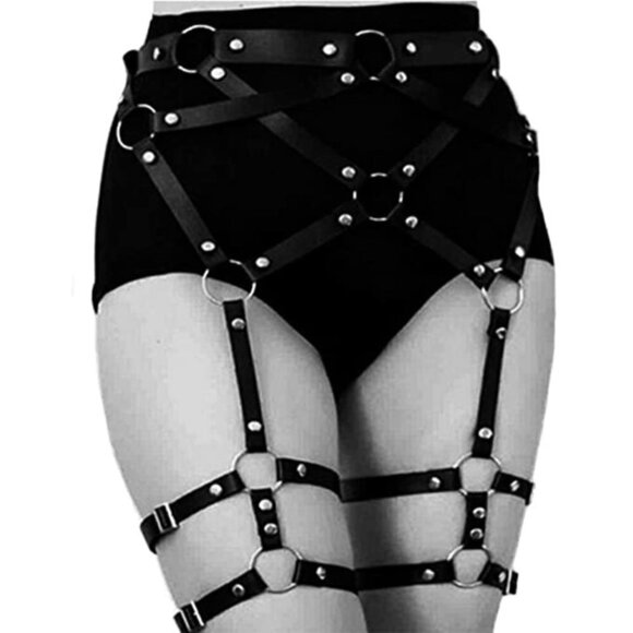 ?BELLY Waist Belt Leather Strap Body Harness Leg Garter Bondage Cosplay BDSM NWT
